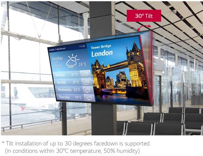Профессиональный дисплей LG серии UH5F - установка под углом 30 градусов