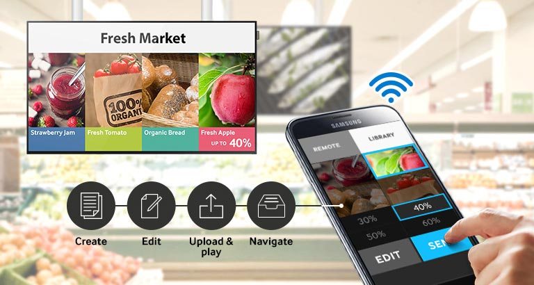 Профессиональный дисплей Samsung серии DME - управление с мобильного