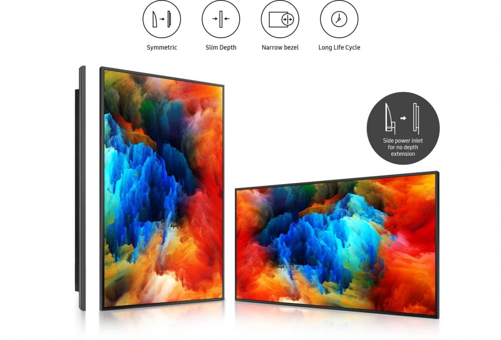 Профессиональный дисплей Samsung серии QHR - тонкий и симметричный дизайн